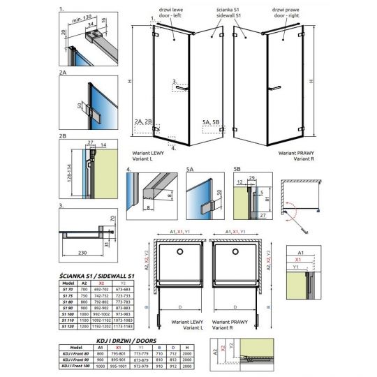 Душевой уголок Radaway Arta KDJ I в цвете хром+ 80х70 см схема 2