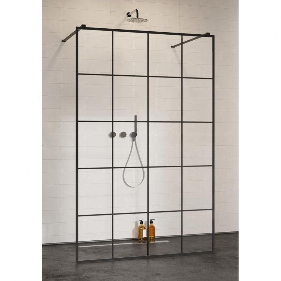 Изображение Душевая перегородка Walk-in Radaway Modo X Black I Factory с черной решеткой 120х200 см