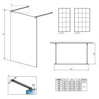 Душевая перегородка Walk-in Radaway Modo X Black I Factory с черной решеткой 140х200 см схема 2