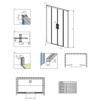 Двойная раздвижная душевая дверь Radaway Idea DWD в нишу 160 см схема 2