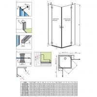 Двухдверное хромированное душевое ограждение Radaway Torrenta KDD 90х90 см схема 2