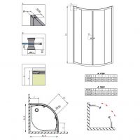 Двухдверный полукруглый душевой уголок Radaway Classic A 90х90 см схема 2