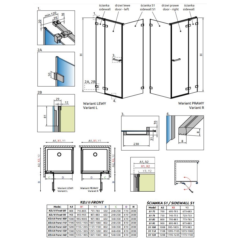 Хромированный душевой уголок Radaway Arta KDJ II 110х120 см схема 2