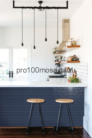 Плитка декоративная керамическая Round midnight blue/Раунд полуночный синий 6*28*28 312*330