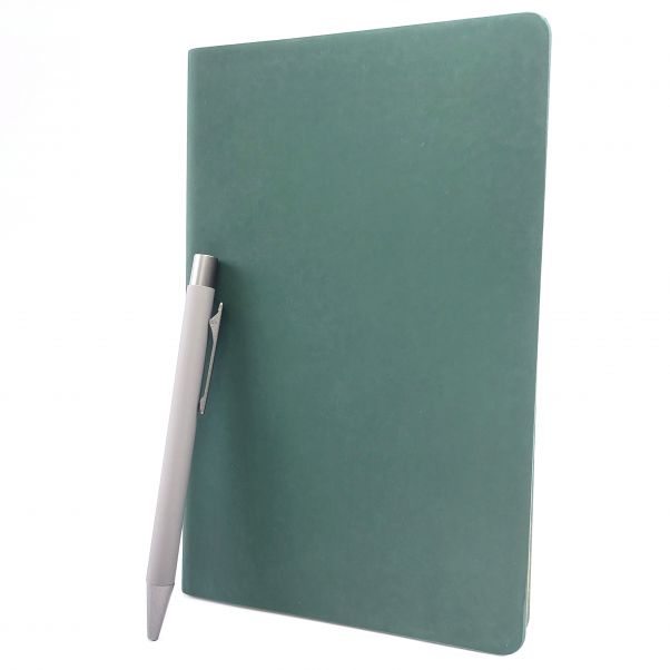 Набор Рико зеленый ежедневник и серая ручка