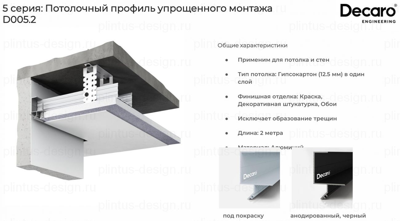 Decaro D005.2 потолочный профиль Чёрный