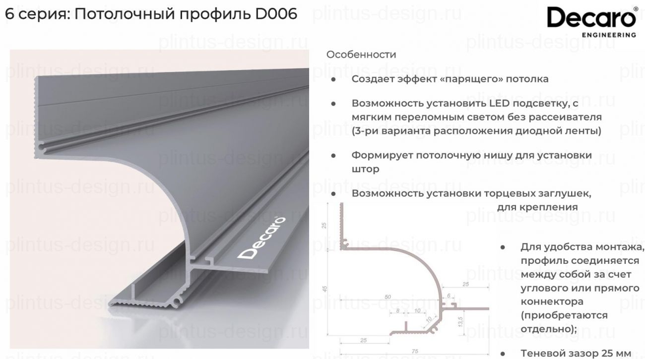 Decaro D006A потолочный профиль Чёрный
