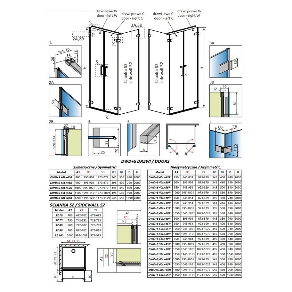 Двухдверный стеклянный душевой уголок Radaway Arta DWD+S ФОТО