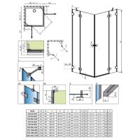 Двухдверное угловое душевое ограждение Radaway Essenza Pro KDD 100х100 см схема 2