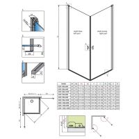 Черное душевое ограждение Radaway Nes 8 KDD I Frame с распашными дверями 80х80 см схема 2