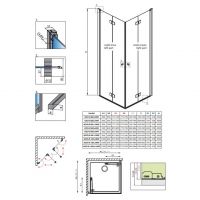 Утолщенное складное душевое ограждение Radaway Nes 8 KDD B 100х100 см схема 2