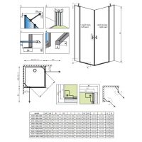 Утолщенное душевое ограждение Radaway Nes 8 KDD II распашное 80х80 см схема 2