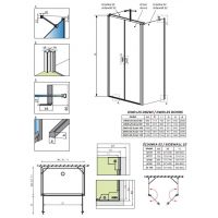 Пристенное закрытое душевое ограждение Radaway Nes 8 DWD+2S двухдверное 110х75 см схема 2