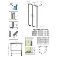 Пристенное закрытое душевое ограждение Radaway Nes 8 DWD+2S двухдверное 90х100 см схема 2