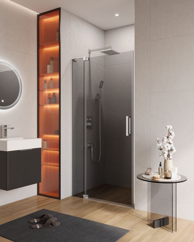 Душевая дверь в нишу CEZARES SLIDER-B-1-70/80-GRIGIO-Cr