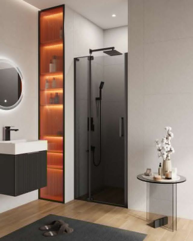 Душевая дверь в нишу CEZARES SLIDER-B-1-70/80-GRIGIO-NERO