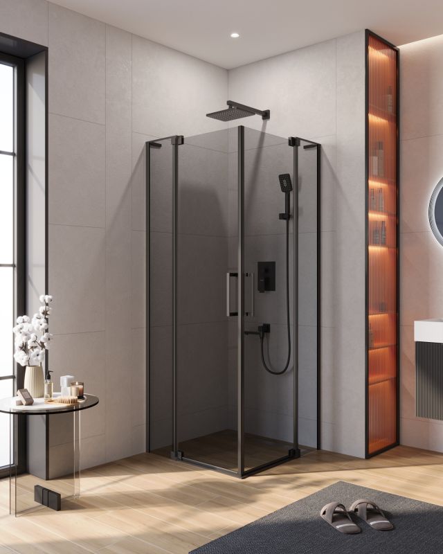 Душевой уголок CEZARES SLIDER-A-2-70/80-GRIGIO-NERO