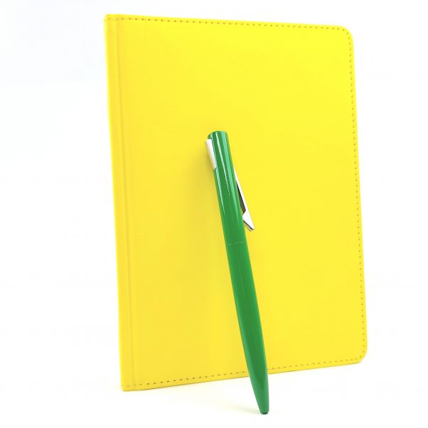 Набор Кодекс желтый ежедневник и зеленая ручка