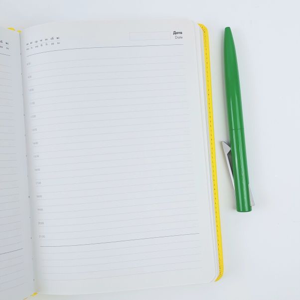 Набор Кодекс желтый ежедневник и зеленая ручка