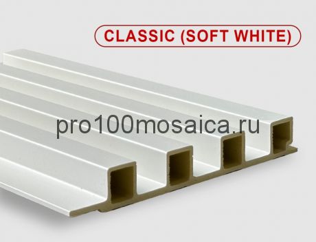 Бамбуковые рифленые панели Classic soft white 2800*160*22 (1шт=0,448 кв.м.)