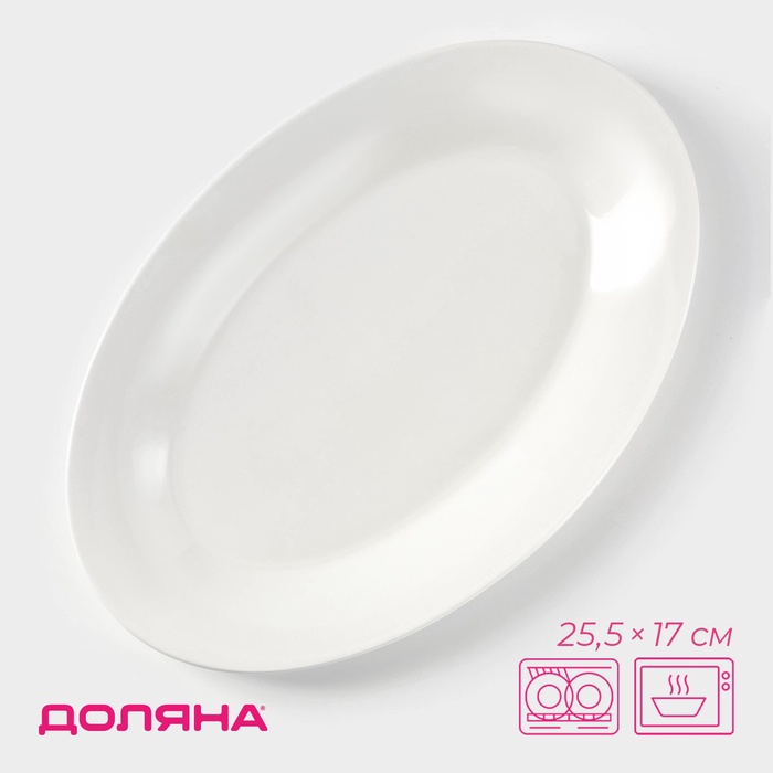 Блюдо овальное c утолщённым краем Доляна White Label, 25,5?17?2 см, фарфор, цвет белый